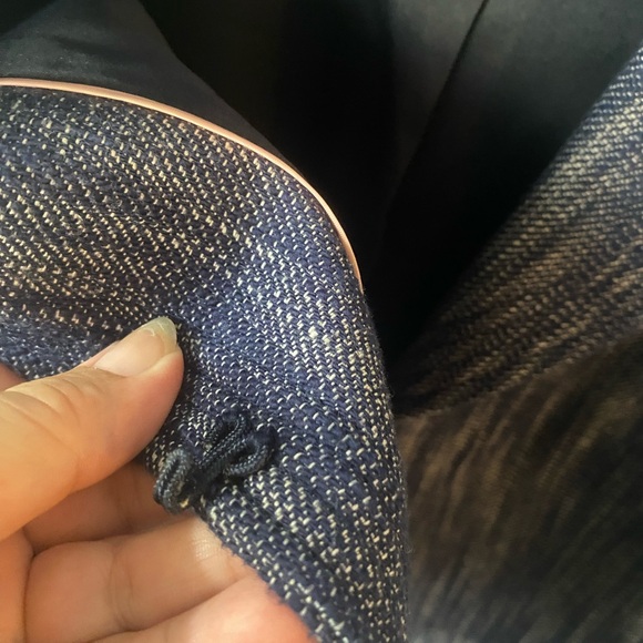 Boden Jacket Blazer Denim Blue Light Tweed - Waist Line Hook - Dressy Casual - Picture 6 of 14